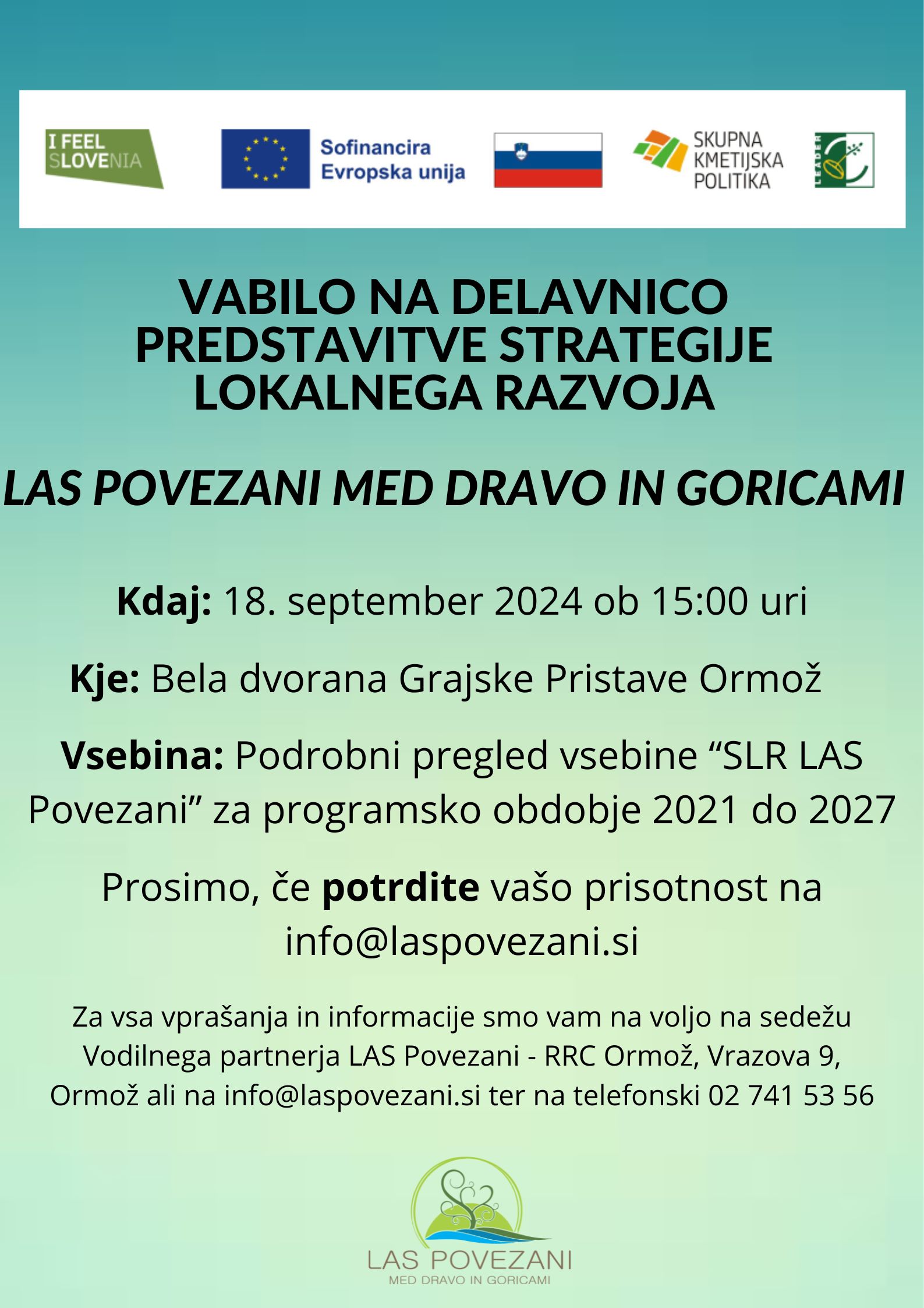 VABILO NA DELAVNICO PREDSTAVITVE STRATEGIJE LOKALNEGA RAZVOJA LAS POVEZANI MED DRAVO IN GORICAMI (1)